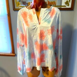 2-piece tie-dye long sleeve and shorts pj set